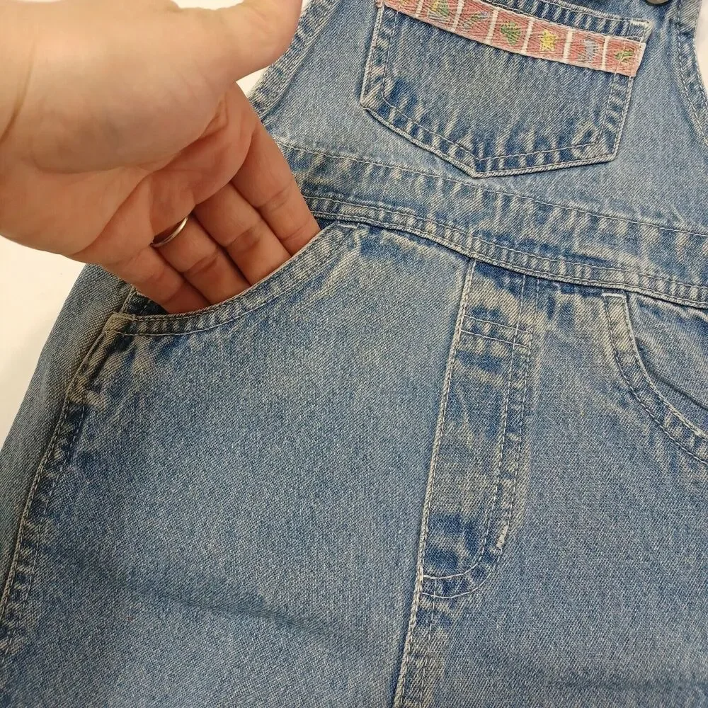Honors Baby 18 Months Denim Shortalls Blue Adjustable Strap Overall Shorts Stars